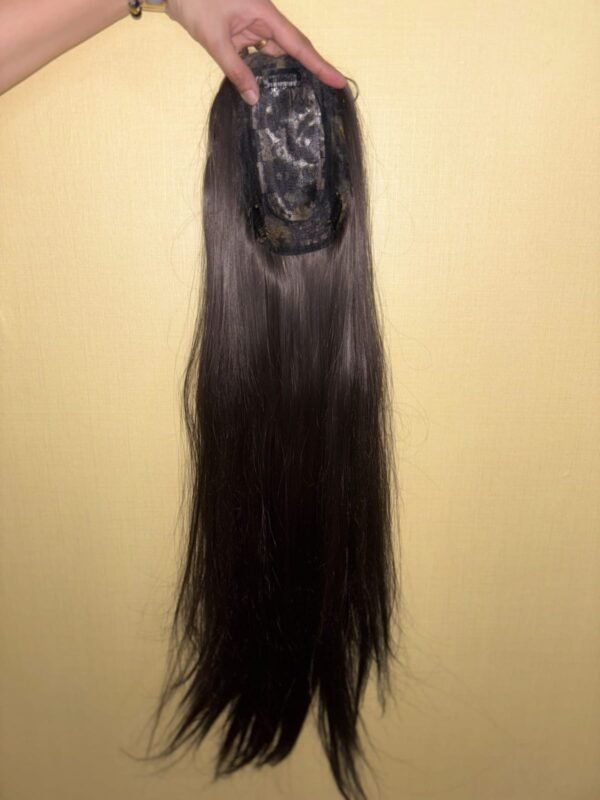 Artificial Regalis Black Straight Hair Clip In Topper Extension
