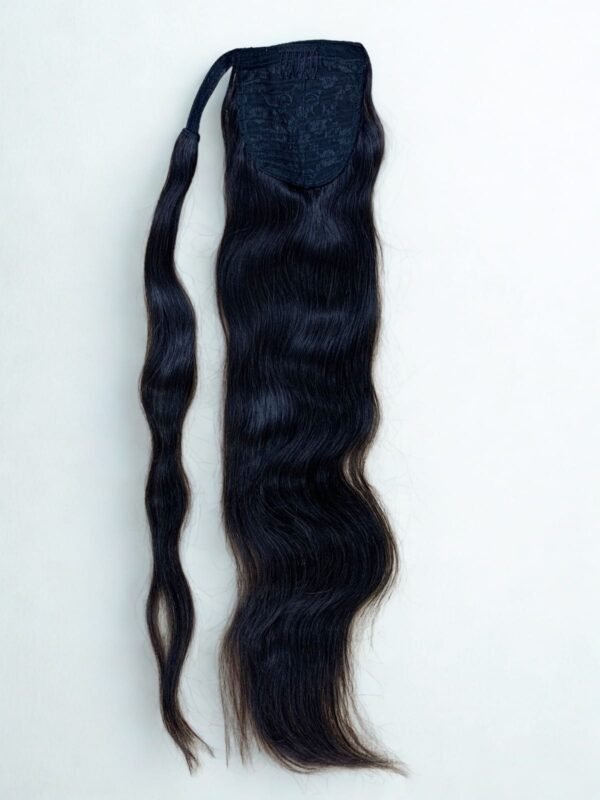 Regalis 100% Human Hair - Natural Wavy Dark Brown Ponytail Hair Extension