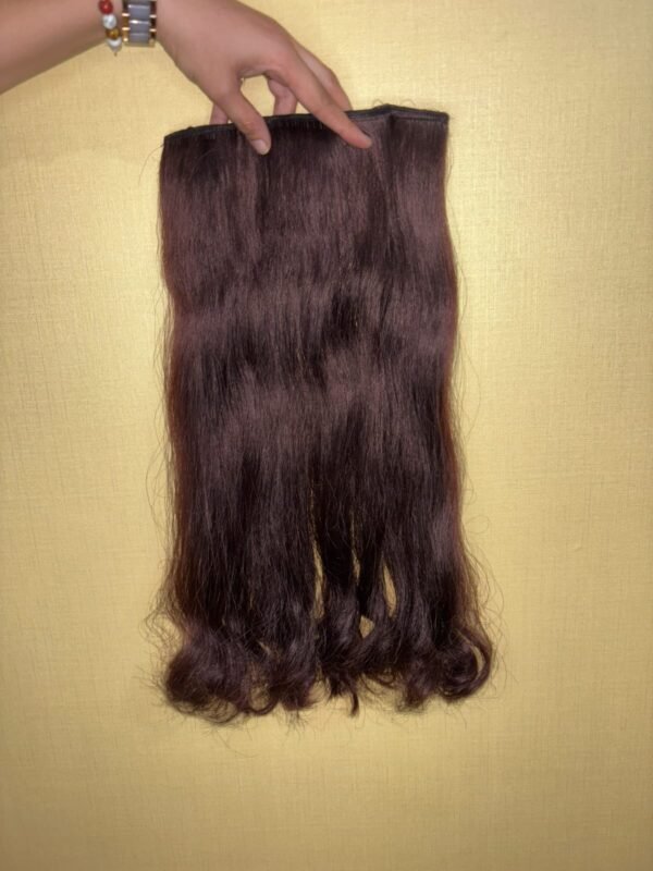 Regalis 100% Human Hair-4 Clip in Natural Straight & Bottom Curly Brown Hair Extension