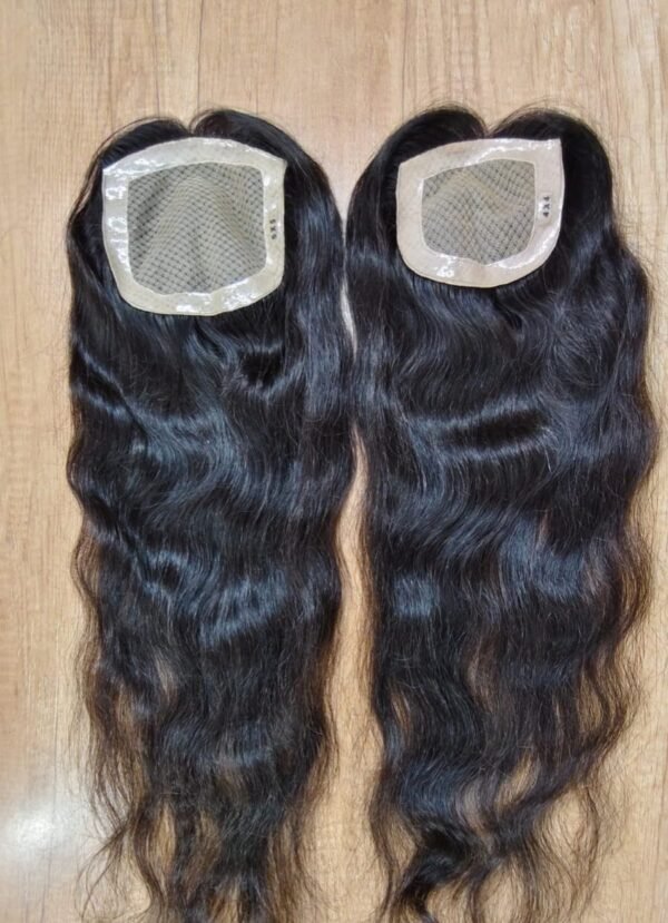 Regalis 100% Human Hair - Dark Brown Natural Wavy 5'5"Hair Topper - Lace Base (Set of 1)