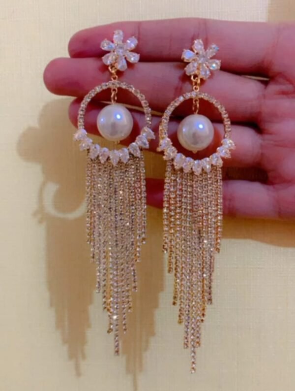 Regalis Premium Flower Tassel Artificial Pearl High End Fashionable Earring