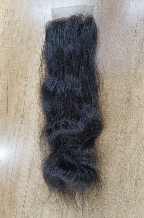 Regalis 100% Human Hair - Black Natural Straight Hair 4/4" Clip in Closure Extension