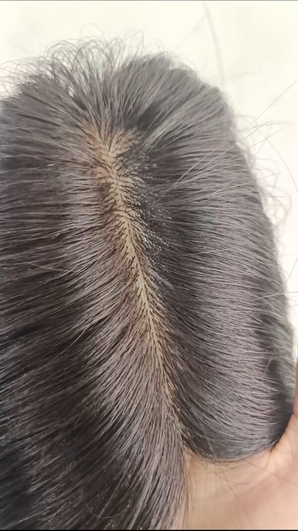 Regalis 100% Human Hair - Natural Black 5'5" Straight Clip In Hair Topper (Silk Base)