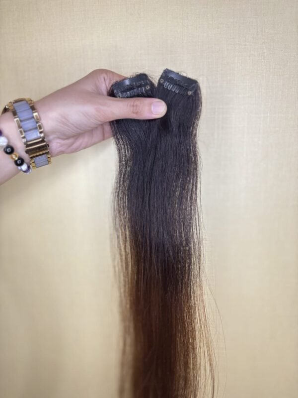 Artificial Regalis Dark Brown Single Clip Invisible Hair Extensions - Set of 2